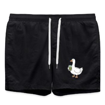 Duck with Mason Jar Cucumbers - Swim Trunks - black - Front - AI Model Male 185 light (185cm)