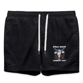 Père Noël NUIT SILENCIEUSE LOURDE Drôle - Short de bain - noir - Devant - AI Model Male 185 light (185cm)