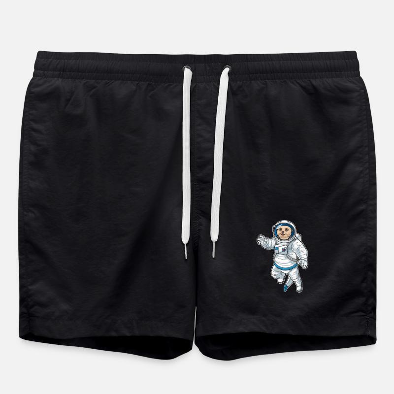 Meerkat Astronaut Space - Swim Trunks - black