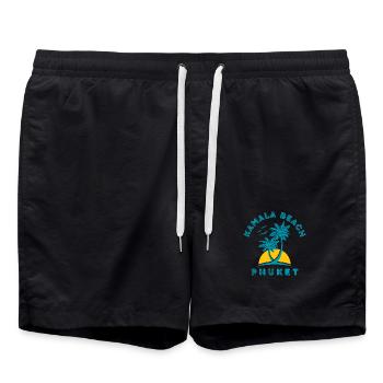 Kamala Beach Phuket Sonnenuntergangspalme - Badeshorts - Schwarz - Vorne - AI Model Male 185 light (185cm)