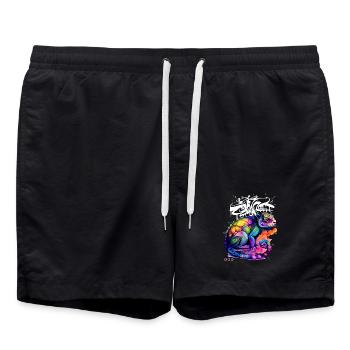 Graffiti caméléon coloré - Short de bain - noir - Devant - AI Model Male 185 light (185cm)