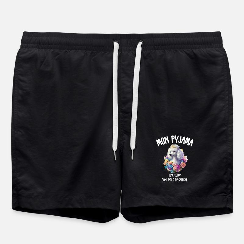 Pyjama Chien Caniche Humour - Short de bain - noir