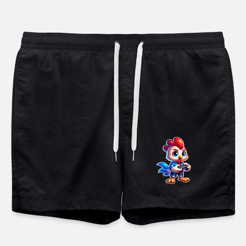 Poulet gamer avec manette - Short de bain - noir