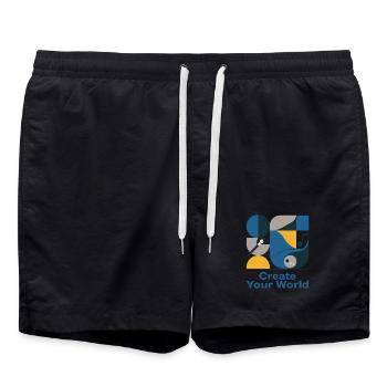 World Creator Abstract Palette - Swim Trunks - black - Front - AI Model Male 185 light (185cm)