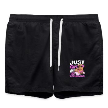 Just A Girl Who Loves Capybaras Cute Funny Animal - Swim Trunks - black - Front - AI Model Male 185 light (185cm)