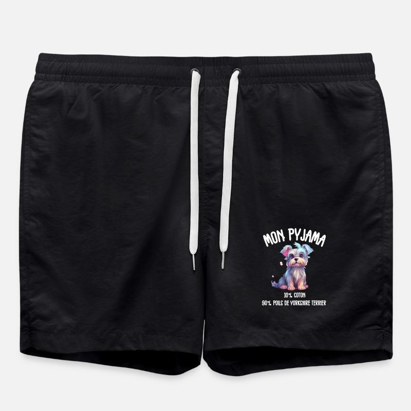 Pyjama Chien Yorkshire Drôle - Short de bain - noir