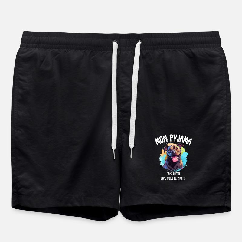 Funny Dog Staff Pajamas - Swim Trunks - black