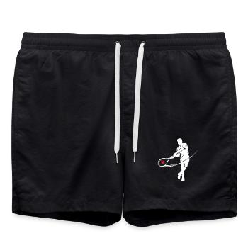 Cœur en forme de silhouette de tennis dans un motif de raquette - Short de bain - noir - Devant - AI Model Male 185 light (185cm)