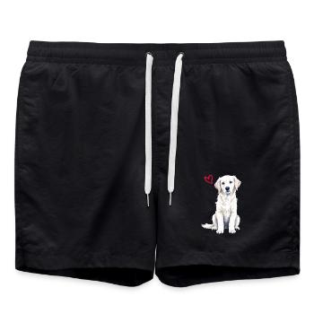 White English Cream Golden Retriever - Badeshorts - Schwarz - Vorne - AI Model Male 185 light (185cm)