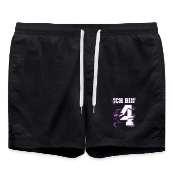I'm 4 Ninja 4th Birthday Purple Karate - Swim Trunks - black - Front - AI Model Male 185 light (185cm)