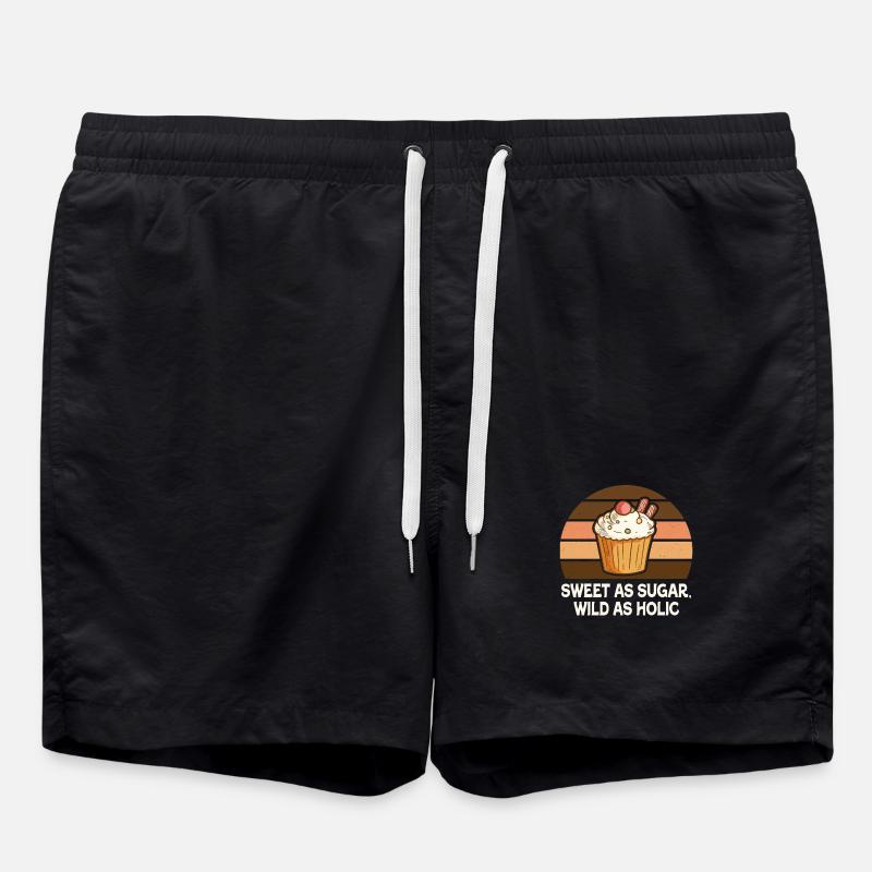 Süßer Cupcake-Retro-Sonnenuntergangsglanz - Badeshorts - Schwarz
