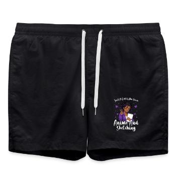 Just a girl who loves anime and draws afro - Swim Trunks - black - Front - AI Model Male 185 light (185cm)
