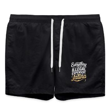 Everything I Love Is Illegal Expensive Or Latina - Swim Trunks - black - Front - AI Model Male 185 light (185cm)