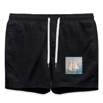 Voilier en mer - Short de bain - noir - Devant - AI Model Male 185 light (185cm)