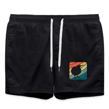 Nouvelle-Zélande Oiseau Kiwi mignon Rétro Vintage NZ - Short de bain - noir - Devant - AI Model Male 185 light (185cm)