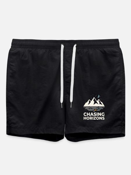 Chasing Horizons Night Mountains Motif - Swim Trunks - black