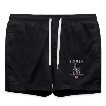 Big Ben London Skyline - Badeshorts - Schwarz - Vorne - AI Model Male 185 light (185cm)