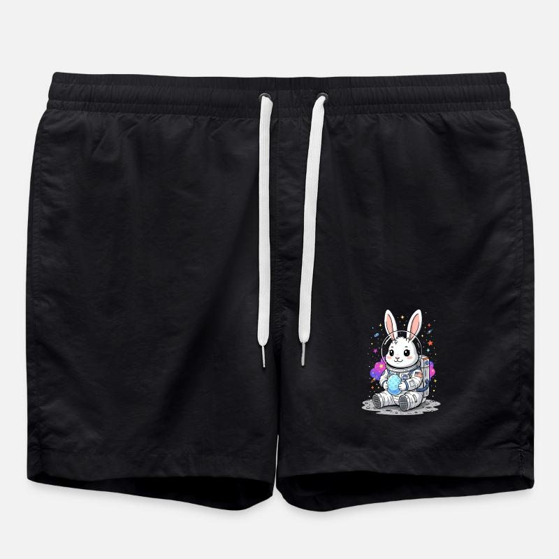 Astronaut Easter Bunny Space - Swim Trunks - black