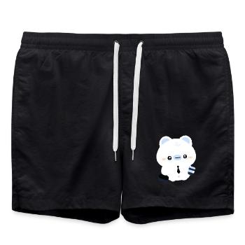 Tired Polar Bear Coffee - Swim Trunks - black - Front - AI Model Male 185 light (185cm)