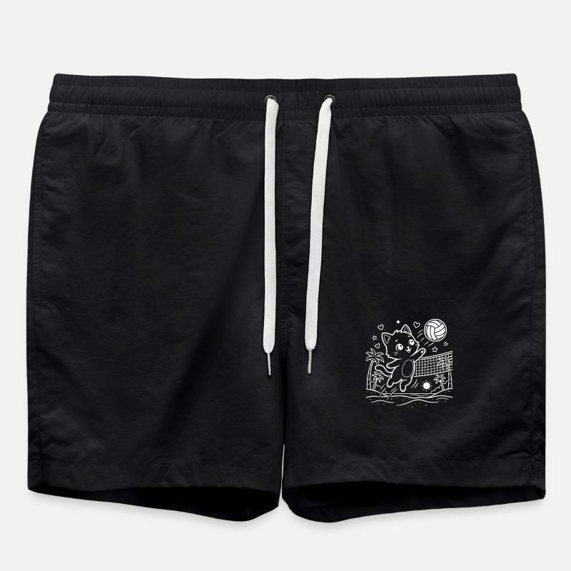 Kawaii Katze Beachvolleyball - Badeshorts - Schwarz