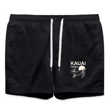 Kauai Turtle Hibiscus - Swim Trunks - black - Front - AI Model Male 185 light (185cm)