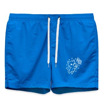 Kawaii Cat Playing Badminton - Swim Trunks - cobalt blue - Front