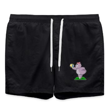 hippopotamus volleyball player volleyball sport - Swim Trunks - black - Front - AI Model Male 185 light (185cm)