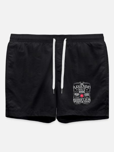 80th Birthday Man Woman 80 Years 1946 Decoration Funny - Swim Trunks - black