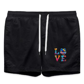 Pomeranian Love Pop Art Pop Art Coloré - Short de bain - noir - Devant - AI Model Male 185 light (185cm)