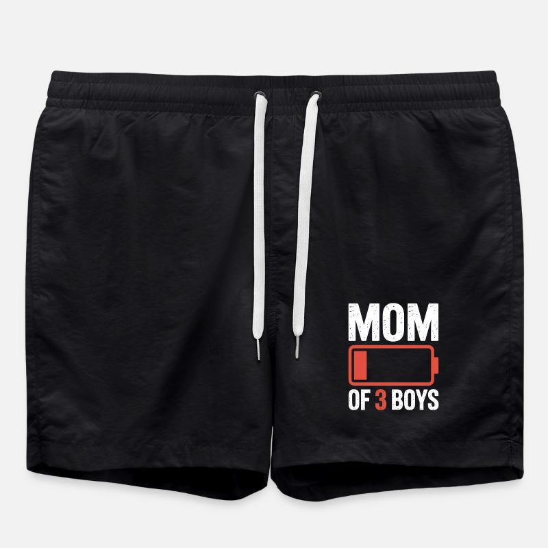 Maman de 3 garçons Batterie faible - Short de bain - noir