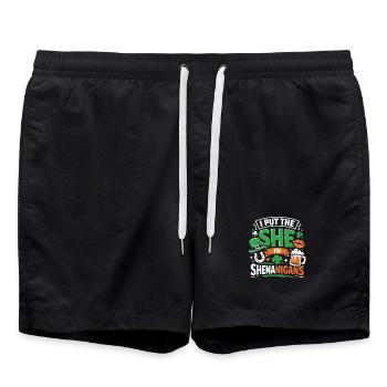 I put the She in Shenanigans | St. Patrick's Day - Swim Trunks - black - Front - AI Model Male 185 light (185cm)