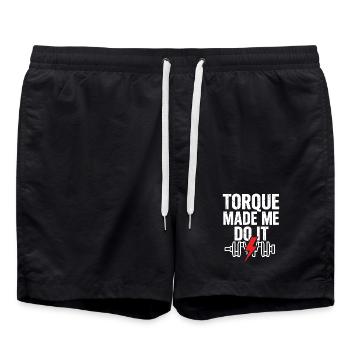 TORQUE MADE ME DO IT Strength Training Saying - Swim Trunks - black - Front - AI Model Male 185 light (185cm)