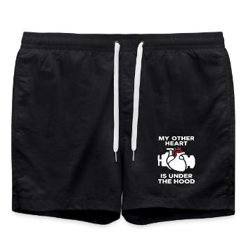 My Other Heart Is Under The Hood - Badeshorts - Schwarz - Vorne - AI Model Male 185 light (185cm)