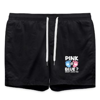 Pink Oder Blau Papa Liebt Dich Reveal - Badeshorts - Schwarz - Vorne - AI Model Male 185 light (185cm)