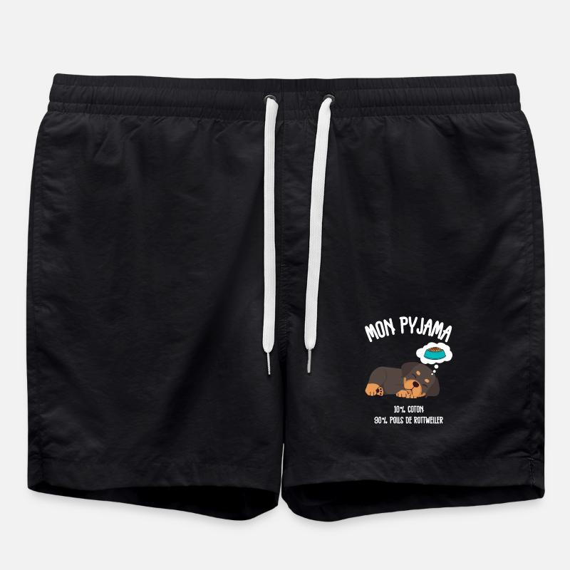 Funny Rottweiler Dog Pajamas - Swim Trunks - black
