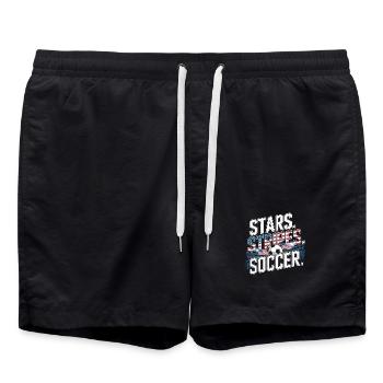 Stars Stripes Soccer – USA Fußball Fan - Badeshorts - Schwarz - Vorne - AI Model Male 185 light (185cm)