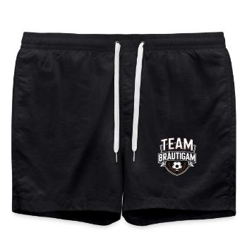 Team Groom Football Bachelor Party Wedding Crew - Swim Trunks - black - Front - AI Model Male 185 light (185cm)