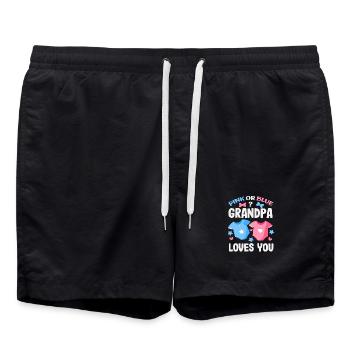 Pink Oder Blau Opa Liebt Dich Reveal - Badeshorts - Schwarz - Vorne - AI Model Male 185 light (185cm)