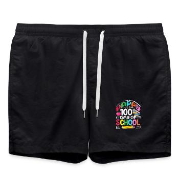 Happy 100 Days School Colorful Design - Swim Trunks - black - Front - AI Model Male 185 light (185cm)