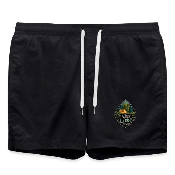 Camping Spruch Natur Liebe Camper Outdoor Geschenk - Badeshorts - Schwarz - Vorne - AI Model Male 185 light (185cm)