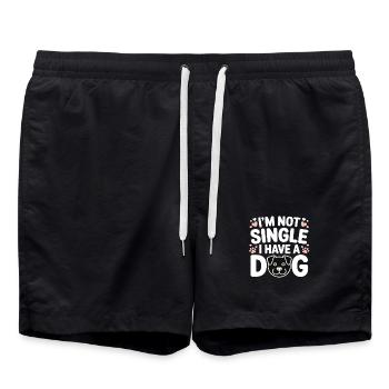 I'm Not Single – I Have a Dog - Badeshorts - Schwarz - Vorne - AI Model Male 185 light (185cm)