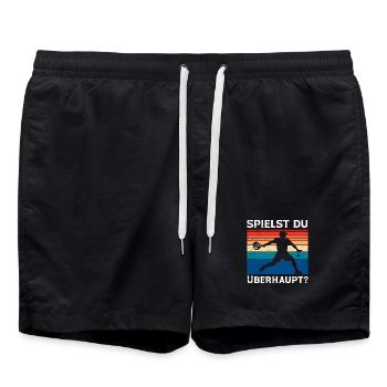 Padel Sport SPIELST DU ÜBERHAUPT Retro Lustig - Badeshorts - Schwarz - Vorne - AI Model Male 185 light (185cm)