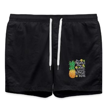 Be A Pineapple Stand Tall Wear A Crown Quote Art - Badeshorts - Schwarz - Vorne - AI Model Male 185 light (185cm)