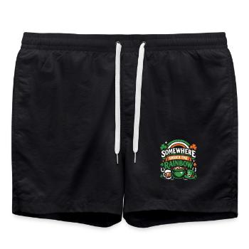 Under The Rainbow | St. Patrick's Day - Badeshorts - Schwarz - Vorne - AI Model Male 185 light (185cm)