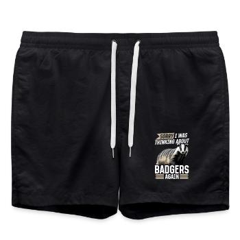 Funny Animal Badger - Badeshorts - Schwarz - Vorne - AI Model Male 185 light (185cm)