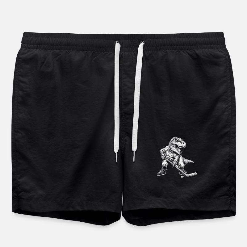 Eishockey Dinosaurier Jungen Eishockeyspieler - Swim Trunks - black