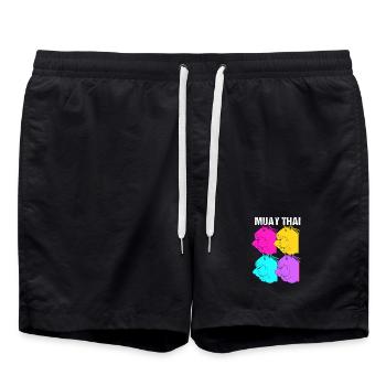 Boxe thaïlandaise kickboxer kickboxing Muay thaï - Short de bain - noir - Devant - AI Model Male 185 light (185cm)