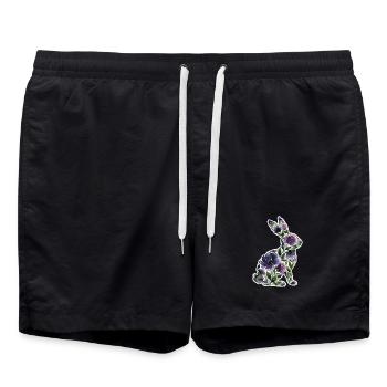 Fleurs en forme de lapin - Short de bain - noir - Devant - AI Model Male 185 light (185cm)