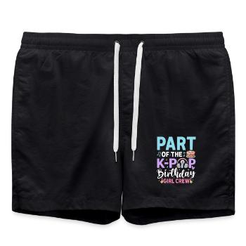 Part Of The K-Pop Birthday Girl Crew - Badeshorts - Schwarz - Vorne - AI Model Male 185 light (185cm)