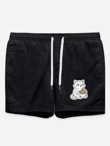 Raccoon Donuts Motif DONUTS - Swim Trunks - black